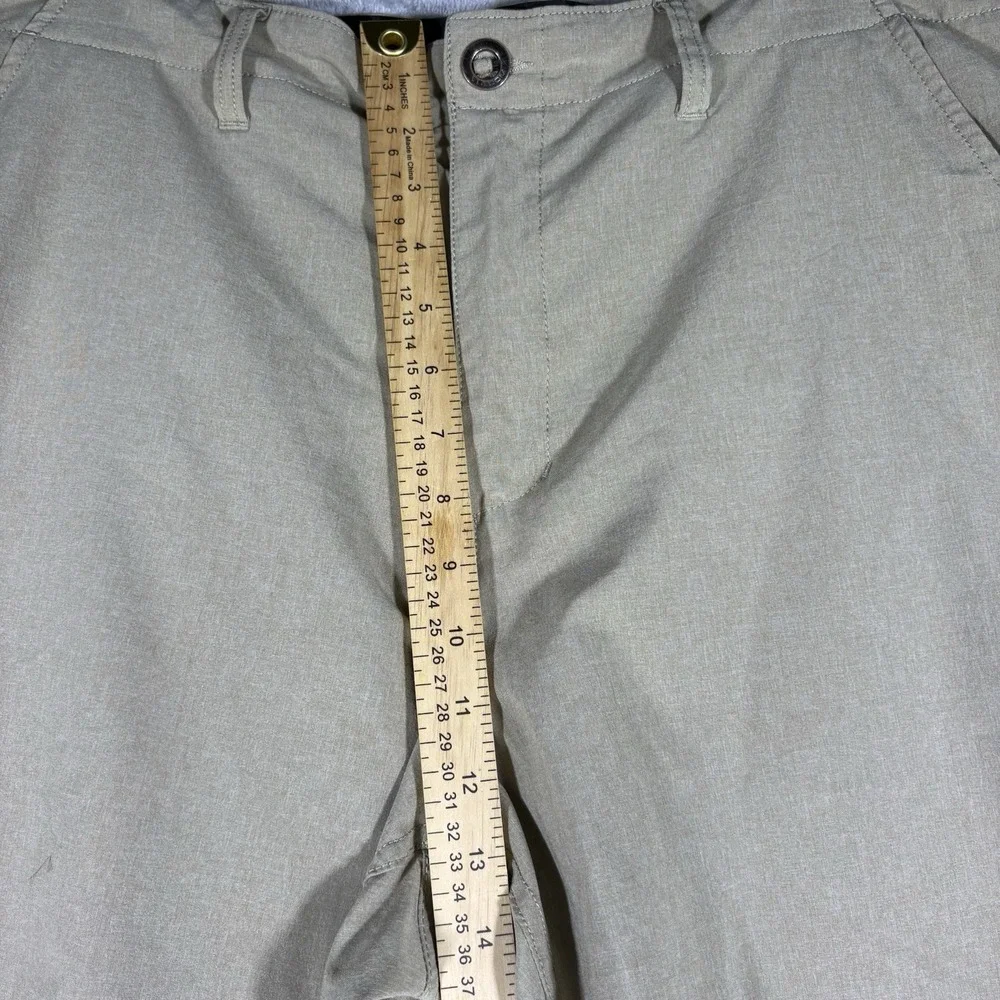 Volcom Men Shorts 36 Khaki Chino Twill Button Zipper Logo Beach Coastal Surfer‎